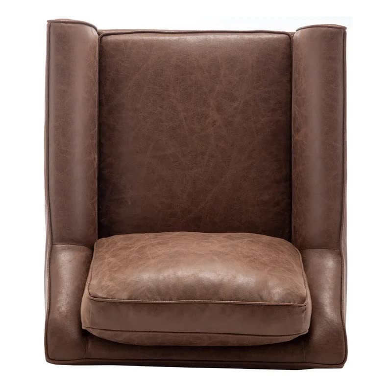 LSFH Unique Design True Innovations Wide Swivel 360 Degree Accent Chair Armchair Single Sofa Chair for Small Apartments, Living Room or Bedroom (1 Chair, Brown)