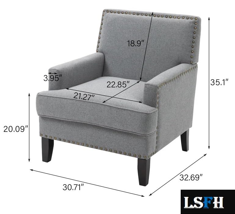 LSFH Unique Design True Innovations Joshkz Accent Chair, Armchair with Solid Sagwan Wooden Frame Single Sofa Chair for Small Apartments, Living Room or Bedroom (Set of 2 Chairs, Grey)