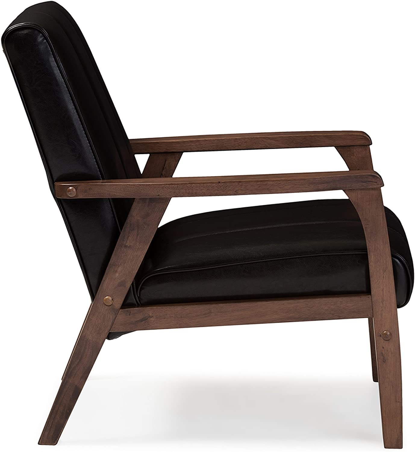 LSFH Unique Design Nikko Channel Tufted Accent Chair Armchair with Solid sagwan Wooden Frame Single Sofa Chair for Small Apartments, Living Room or Bedroom (1 Chair, Dark Brown)