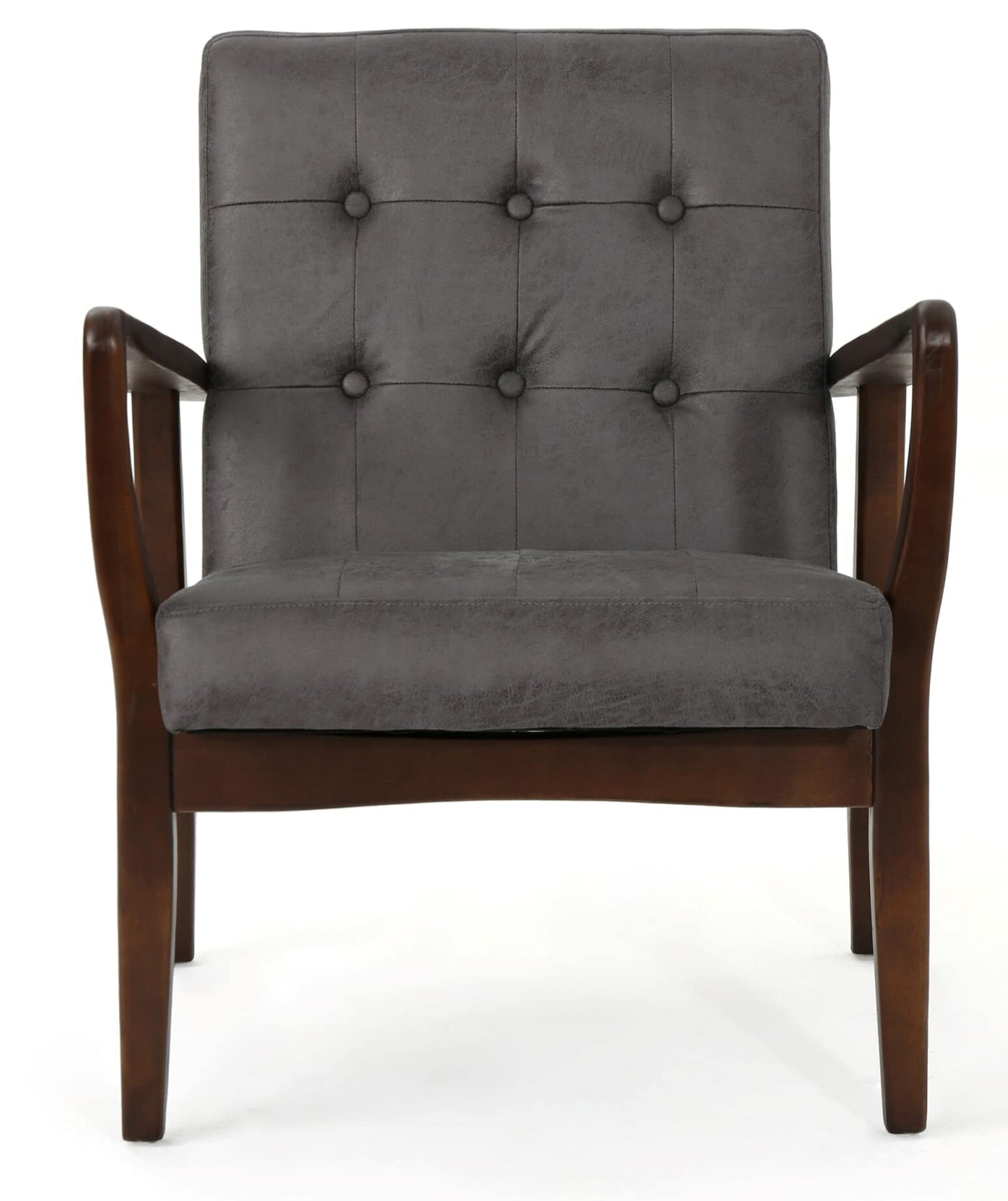 LSFH Unique Design True Innovations Marcola Button Tufted Accent Chair Armchair with Solid sagwan Wooden Legs Single Sofa Chair for Small Apartments, Living Room or Bedroom (Set of 2 Chairs, Grey)