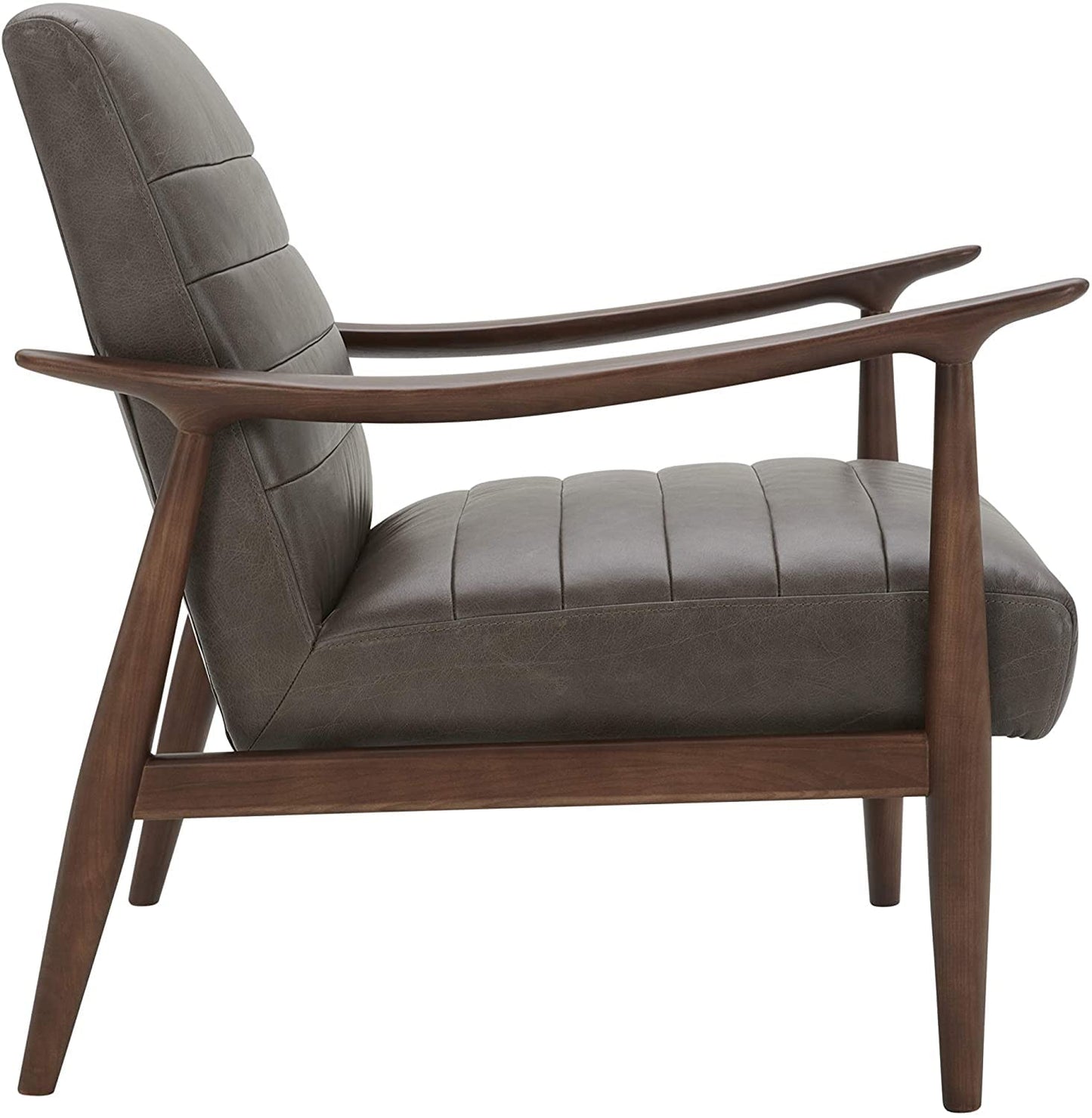 LSFH Unique Design Modern Channel Tufted Accent Chair Armchair with Solid Sagwan Wooden Frame Single Sofa Chair for Small Apartments, Living Room or Bedroom (1 Chair, Charcoal)