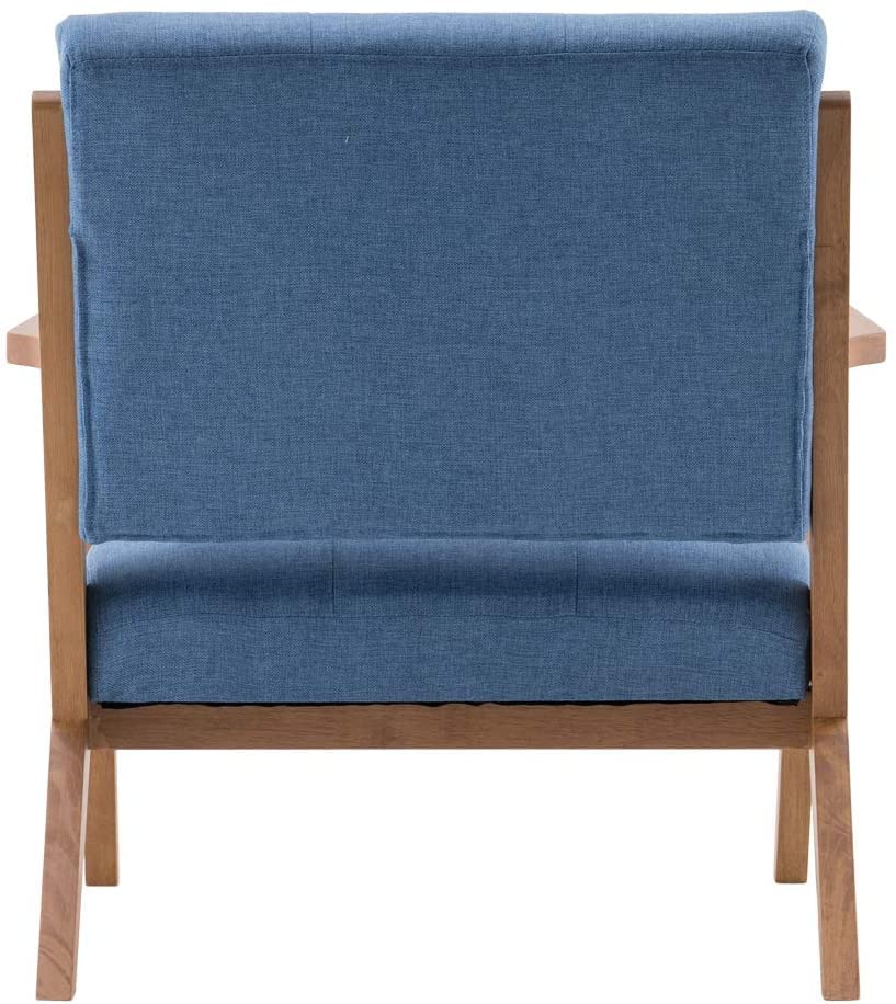 LSFH Unique Design True Innovations Modern Tufted Accent Chair Armchair with Solid Sagwan Wooden Frame Single Sofa Chair for Small Apartments, Living Room or Bedroom (Set of 2 Chairs, Blue)