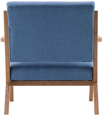 LSFH Unique Design True Innovations Modern Tufted Accent Chair Armchair with Solid Sagwan Wooden Frame Single Sofa Chair for Small Apartments, Living Room or Bedroom (Set of 2 Chairs, Blue)