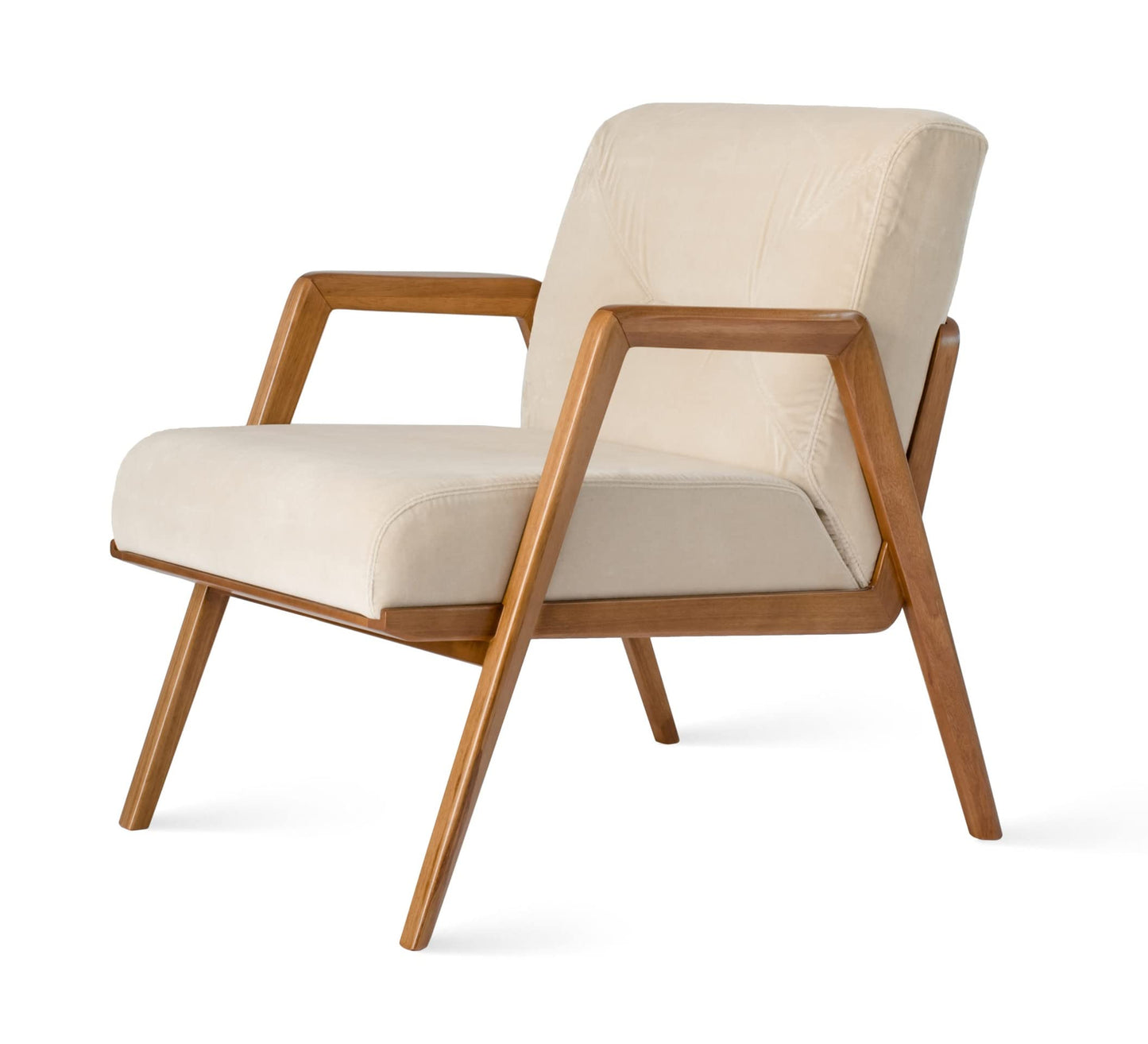 LSFH Unique Design True Innovations Maluz Accent Chair Armchair with Solid Sagwan Wooden Frame Single Sofa Chair for Small Apartments, Living Room or Bedroom (Set of 2 Chairs, Off-White)