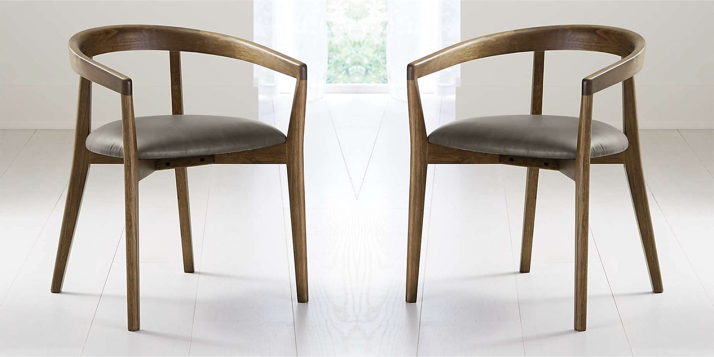 LSFH Unique Design Stone Round Back Dining Chair Accent Chair Armchair with Solid Sagwan Wooden Frame Single Sofa Chair for Small Apartments, Living Room or Bedroom (Set of 2 Chairs, Grey)
