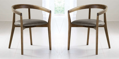 LSFH Unique Design Stone Round Back Dining Chair Accent Chair Armchair with Solid Sagwan Wooden Frame Single Sofa Chair for Small Apartments, Living Room or Bedroom (Set of 2 Chairs, Grey)