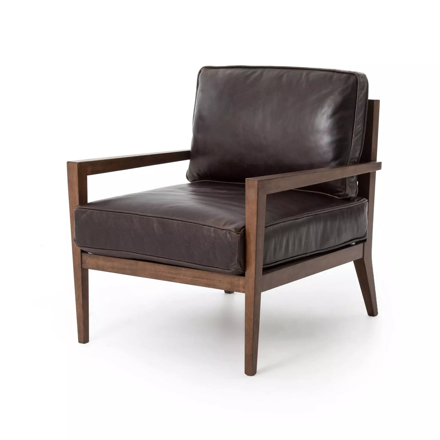 LSFH Unique Design True Innovations Laurent Leatherette Accent Chair Armchair with Solid Sagwan Wooden Frame Single Sofa Chair for Small Apartments, Living Room (Set of 2 Chairs, Dark Brown)