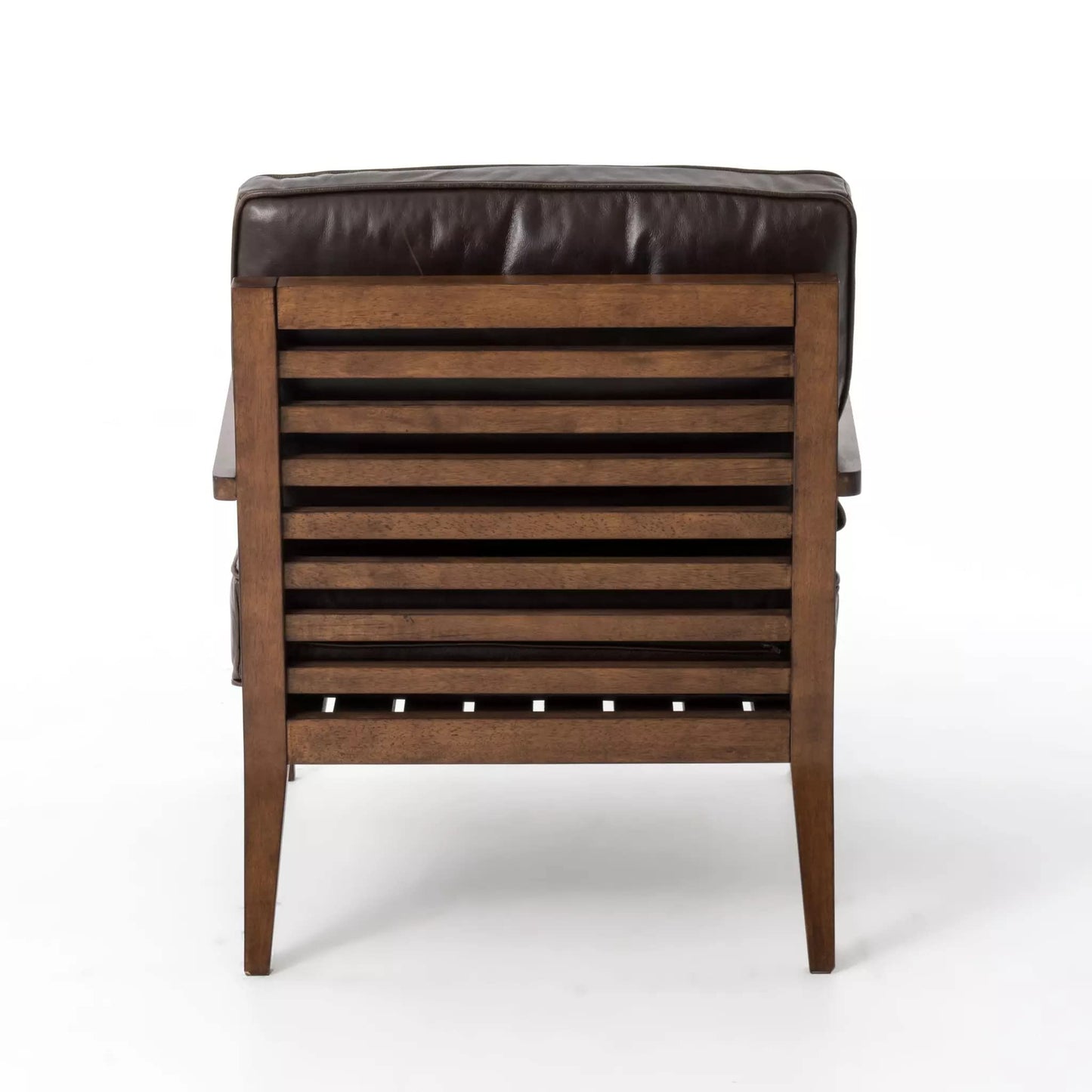 LSFH Unique Design True Innovations Laurent Leatherette Accent Chair Armchair with Solid Sagwan Wooden Frame Single Sofa Chair for Small Apartments, Living Room or Bedroom (1 Chair, Dark Brown)