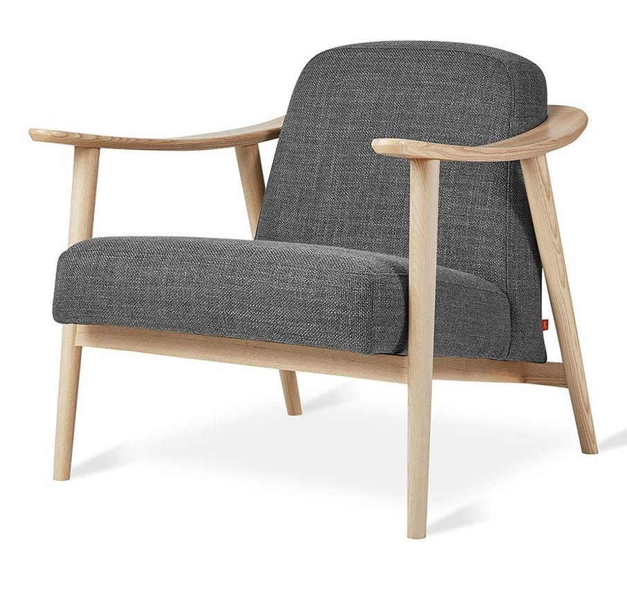 LSFH Unique Design Balticz Accent Chair Armchair with Solid Sagwan Wooden Frame Single Sofa Chair for Small Apartments, Living Room or Bedroom (Natural Finish, Grey 1 Chair)