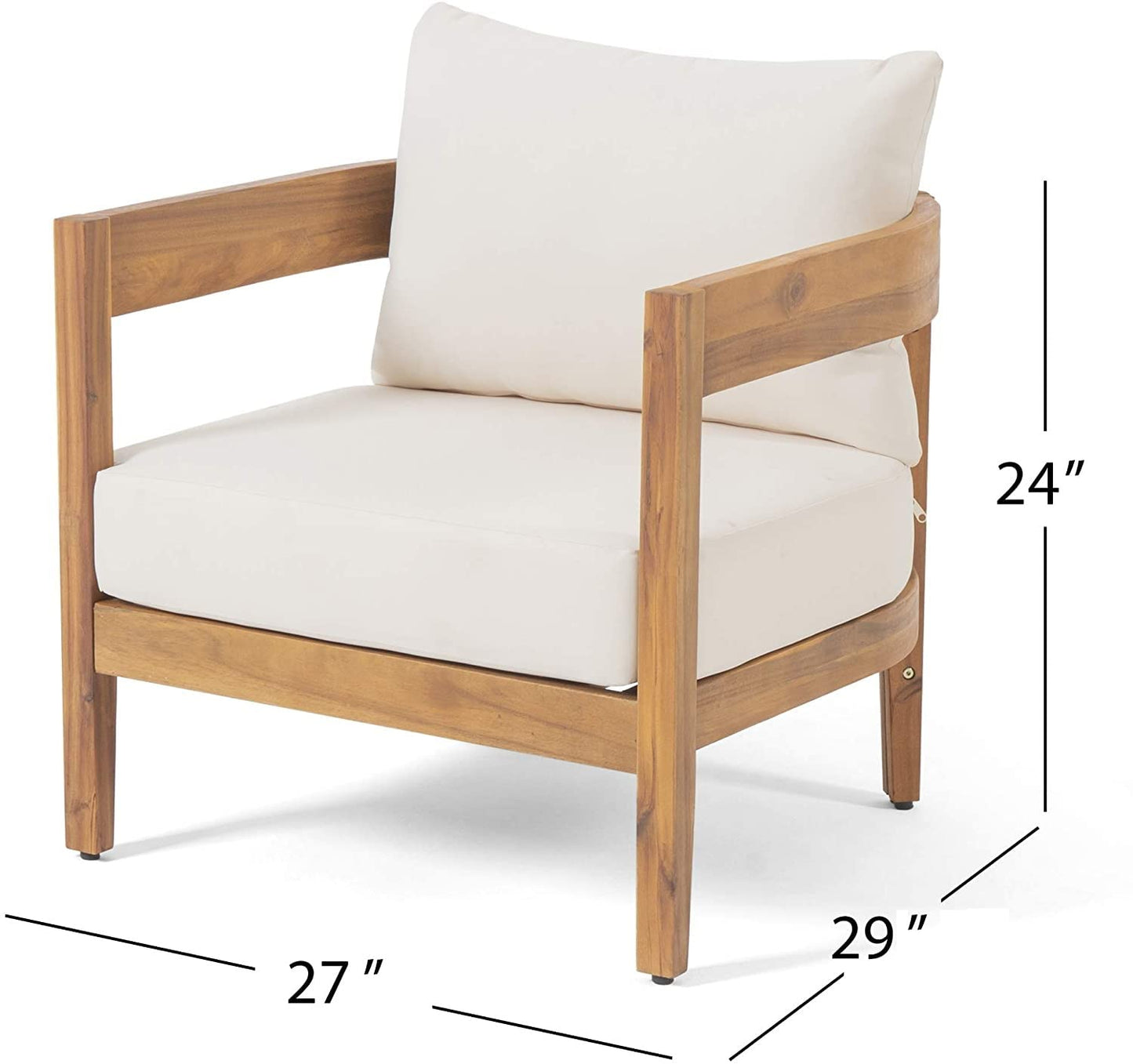 LSFH Unique Design True Innovations Alfy Accent Chair Armchair with Solid sagwan Wooden Frame Single Sofa Chair for Small Apartments, Living Room or Bedroom (Set of 2 Chairs, Beige)