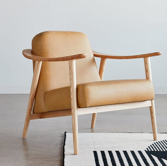 LSFH Unique Design Balticz Accent Chair Armchair with Solid Sagwan Wooden Frame Single Sofa Chair for Small Apartments, Living Room or Bedroom (Natural Finish, Brown 1 Chair)