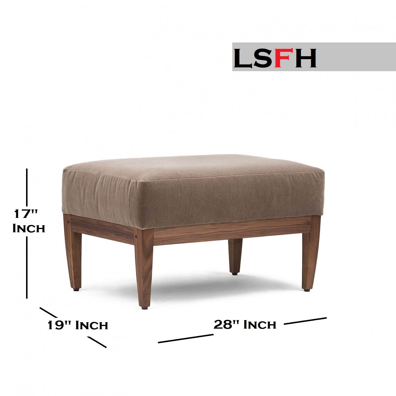 LSFH Unique Design Low Lounge Chair Accent Chair Armchair with Solid Sagwan Wooden Frame Single Sofa Chair for Small Apartments, Living Room or Bedroom (1 Chair with Ottoman, Light Brown)