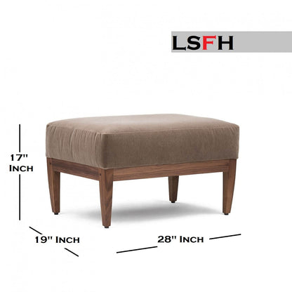LSFH Unique Design Low Lounge Chair Accent Chair Armchair with Solid Sagwan Wooden Frame Single Sofa Chair for Small Apartments, Living Room or Bedroom (1 Chair with Ottoman, Light Brown)