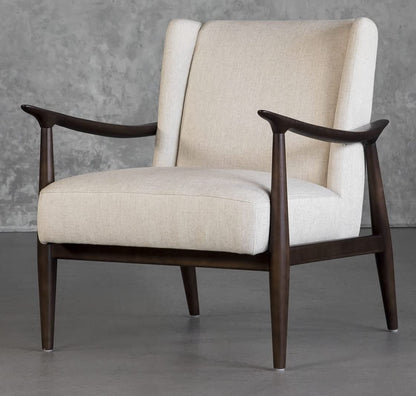 LSFH Unique Design True Innovations Clifton Accent Chair Armchair with Solid Sagwan Wooden Frame Single Sofa Chair for Small Apartments, Living Room or Bedroom (Set of 2 Chairs, Off-White)