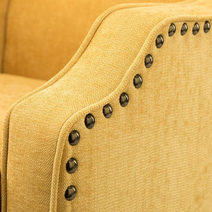 LSFH Unique Design True Innovations Aleithz Accent Chair, Armchair with Solid Sagwan Wooden Frame Single Sofa Chair for Small Apartments, Living Room or Bedroom (1 Chair, Yellow)