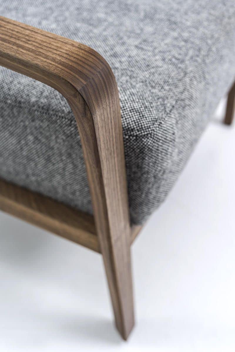 LSFH Unique Design Riva Accent Chair Armchair with Solid Sagwan Wooden Frame Single Sofa Chair for Small Apartments, Living Room or Bedroom (1 Chair, Grey)