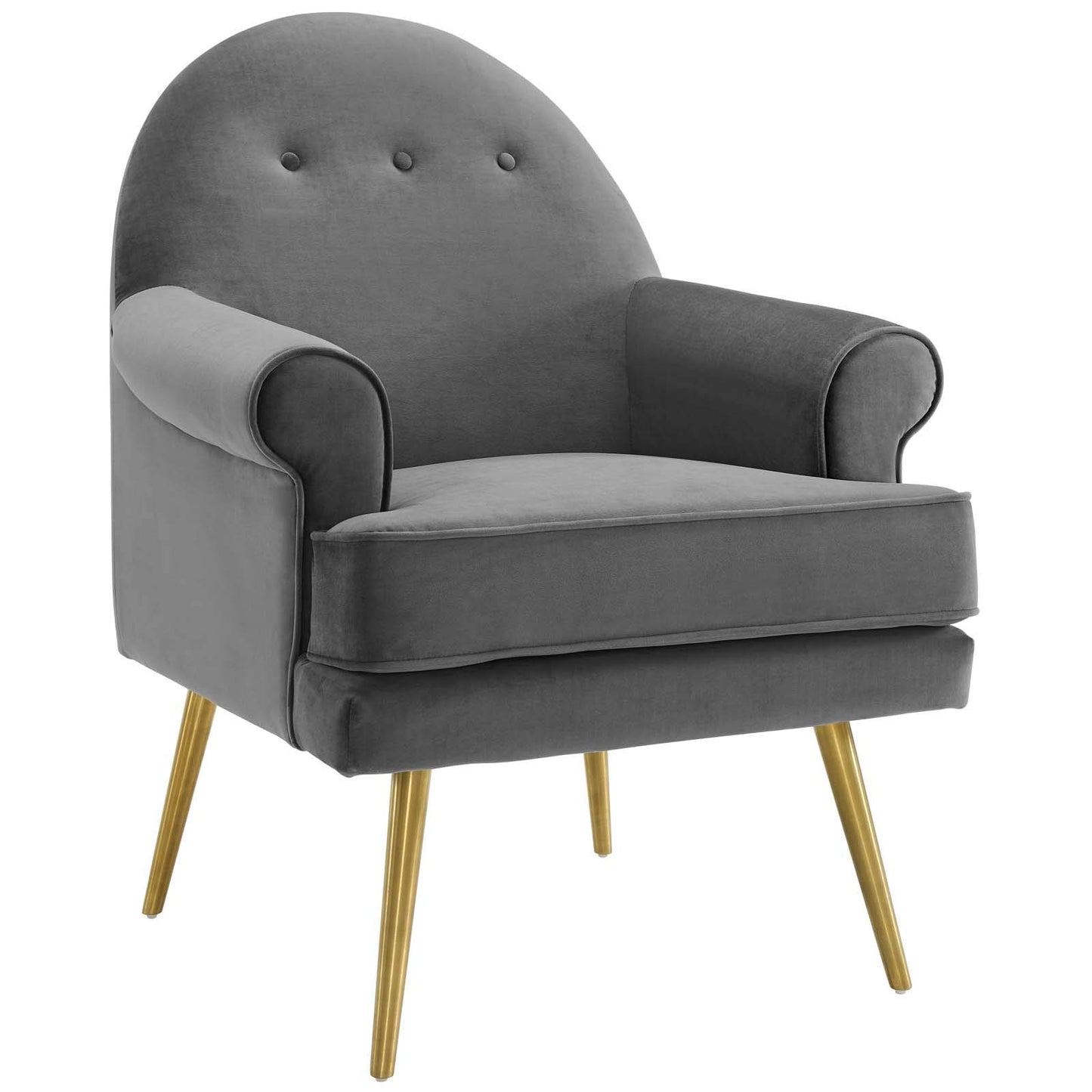 LSFH Unique Design True Innovations Revive Accent Chair Armchair with Gold Stainless Steel Legs Single Sofa Chair for Small Apartments, Living Room or Bedroom (1 Chair, Grey)