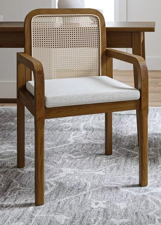 LSGF Luxury Design Traditional Rattan Cane Hulalaz Armchair Accent Chair with Solid Sagwan Wooden Legs Sofa Set for Small Apartments, Living Room or Bedroom (1 Chair, Natural Finishing)