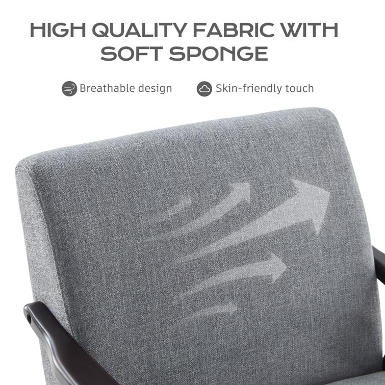 LSFH Unique Design Golrge Accent Chair, Ottoman Armchair with Solid Sagwan Wooden Frame Single Sofa Chair for Small Apartments, Living Room or Bedroom (1 Chair with Ottoman, Grey)