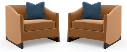 LSFH Unique Design Caracole Base Upholstery Accent Chair Armchair Single Sofa Chair for Small Apartments, Living Room or Bedroom (Set of 2 Chairs, Brown)