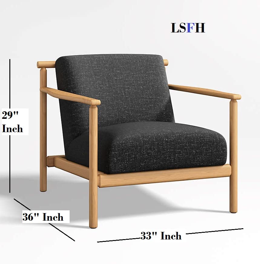 LSFH Unique Design True Innovations Ojai Fabric Accent Chair Armchair with Solid Sagwan Wooden Frame Single Sofa Chair for Small Apartments, Living Room or Bedroom (Set of 2 Chairs, Off White)