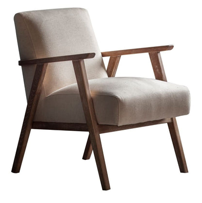 LSFH Unique Design True Innovations Odsey Accent Chair Armchair with Solid Sagwan Wooden Frame Single Sofa Chair for Small Apartments, Living Room or Bedroom (1 Chair, Beige)
