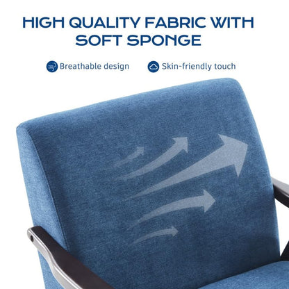 LSFH Unique Design Golrge Accent Chair, Ottoman Armchair with Solid Sagwan Wooden Frame Single Sofa Chair for Small Apartments, Living Room or Bedroom (1 Chair with Ottoman, Blue)