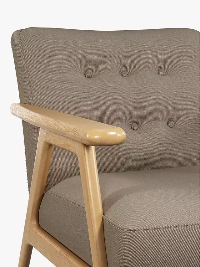 LSFH Luxury Design Traditional Hndricks Button Tufted Armchair Accent Chair with Solid Sagwan Wooden Legs Sofa Set for Small Apartments, Living Room or Bedroom (1 Chair, Dark Grey)
