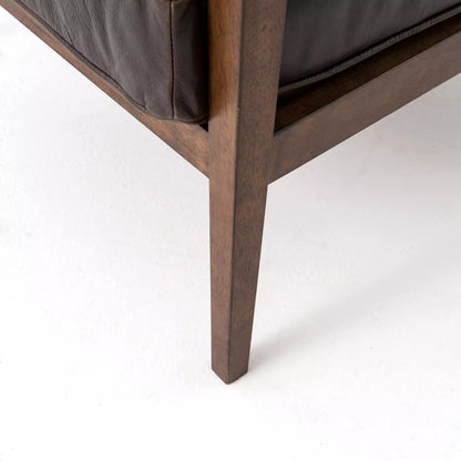 LSFH Unique Design True Innovations Laurent Leatherette Accent Chair Armchair with Solid Sagwan Wooden Frame Single Sofa Chair for Small Apartments, Living Room (Set of 2 Chairs, Dark Brown)