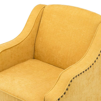 LSFH Unique Design True Innovations Aleithz Accent Chair, Armchair with Solid Sagwan Wooden Frame Single Sofa Chair for Small Apartments, Living Room or Bedroom (1 Chair, Yellow)