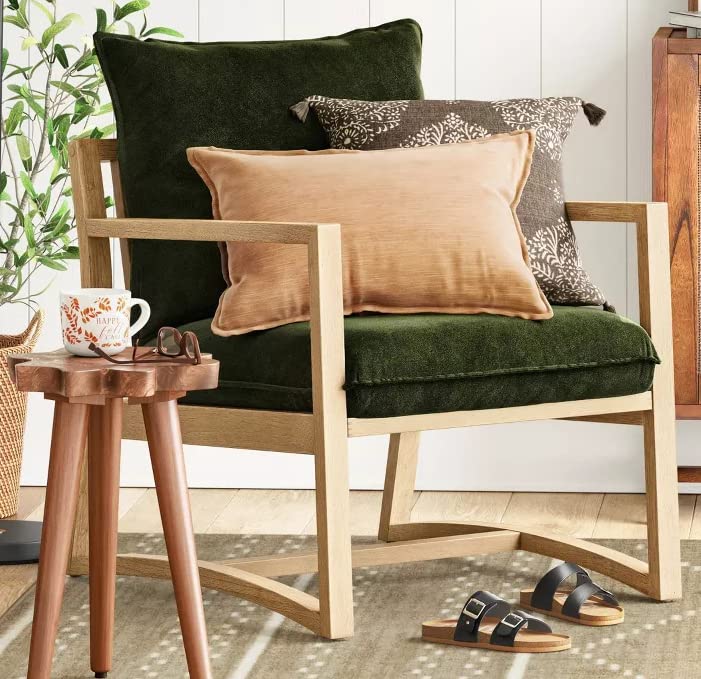 LSFH Unique Design Higginz Lounge Chair, Accent Chair Armchair with Solid Sagwan Wooden Frame Single Sofa Chair for Small Apartments, Living Room or Bedroom (Set of 2 Chairs, Olive)