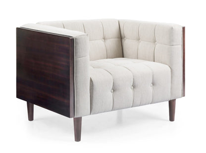 LSFH Unique Design True Innovations Larnan Tufted Accent Chair Armchair with Solid sagwan Wooden Frame Single Sofa Chair for Small Apartments, Living Room or Bedroom (1 Chair, Beige)