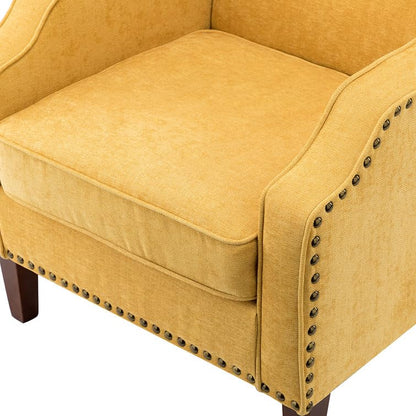 LSFH Unique Design True Innovations Aleithz Accent Chair, Armchair with Solid Sagwan Wooden Frame Single Sofa Chair for Small Apartments, Living Room or Bedroom (Set of 2 Chairs, Yellow)