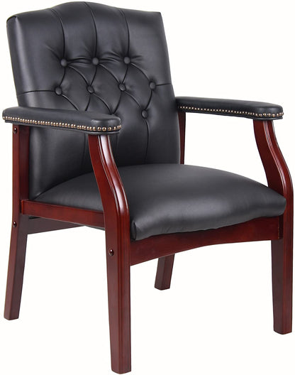 LSFH Unique Design True Innovations Ivy Button Tufted Accent Chair Armchair with Solid sagwan Wooden Frame Single Sofa Chair for Small Apartments, Living Room or Bedroom (Set of 2 Chair, Black)
