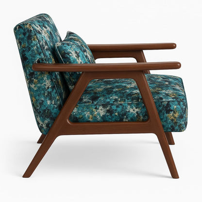 LSFH Unique Design True Innovations Grcia Hendricks Accent Chair Armchair with Solid Sagwan Wooden Frame Single Sofa Chair for Small Apartments, Living Room or Bedroom (2 Chairs, Blue Printed)
