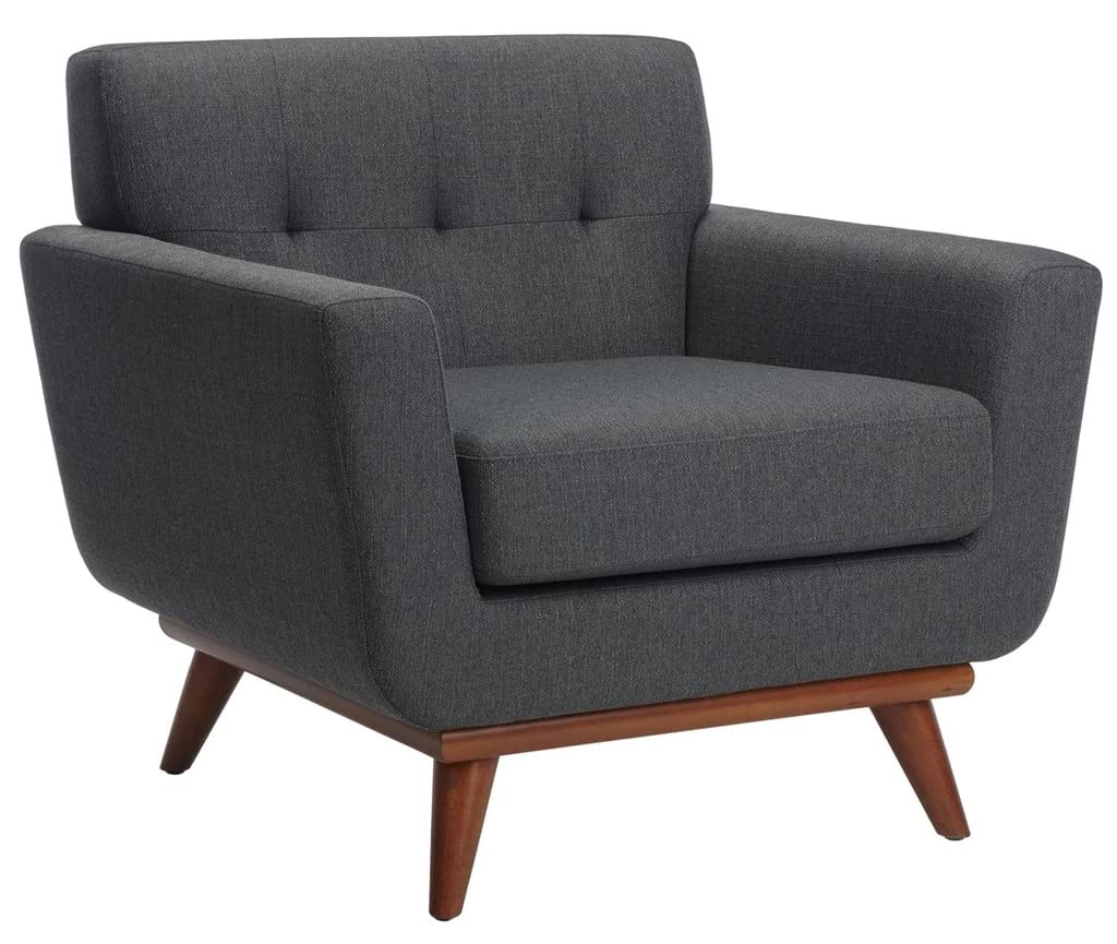 LSFH Unique Design True Innovations Opal Tufted Accent Chair Armchair with Solid Sagwan Wooden Legs Single Sofa Chair for Small Apartments, Living Room or Bedroom (Set of 2 Chairs, Grey)