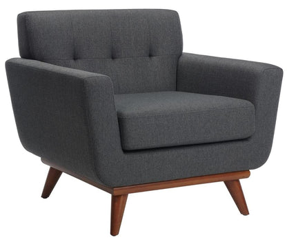 LSFH Unique Design True Innovations Opal Tufted Accent Chair Armchair with Solid Sagwan Wooden Legs Single Sofa Chair for Small Apartments, Living Room or Bedroom (Set of 2 Chairs, Grey)