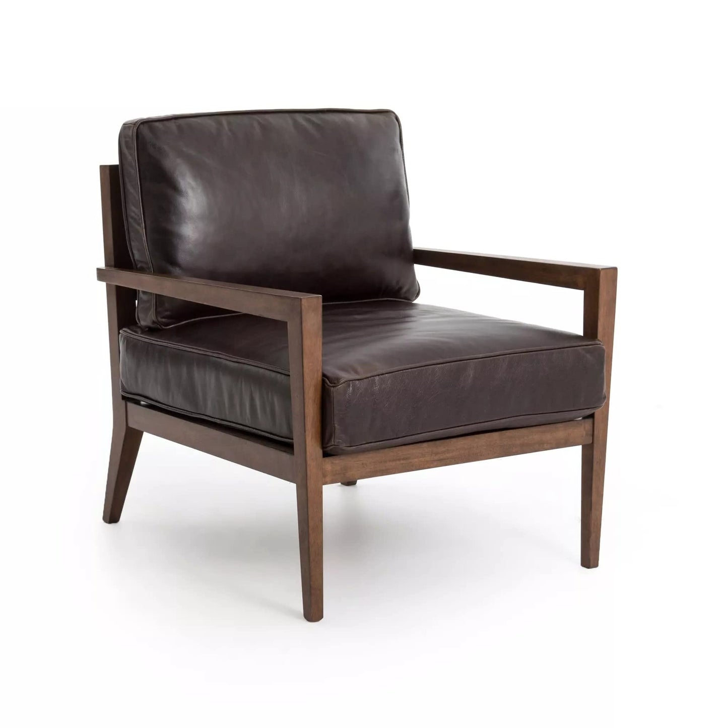 LSFH Unique Design True Innovations Laurent Leatherette Accent Chair Armchair with Solid Sagwan Wooden Frame Single Sofa Chair for Small Apartments, Living Room or Bedroom (1 Chair, Dark Brown)