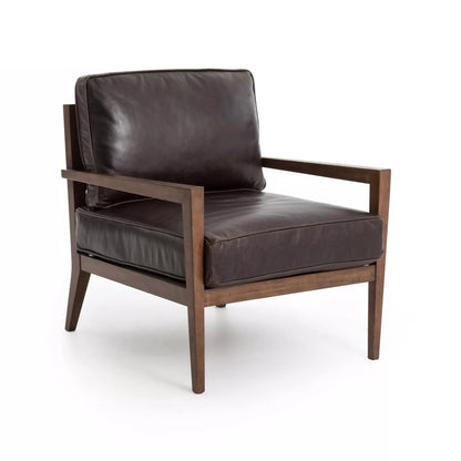 LSFH Unique Design True Innovations Laurent Leatherette Accent Chair Armchair with Solid Sagwan Wooden Frame Single Sofa Chair for Small Apartments, Living Room (Set of 2 Chairs, Dark Brown)