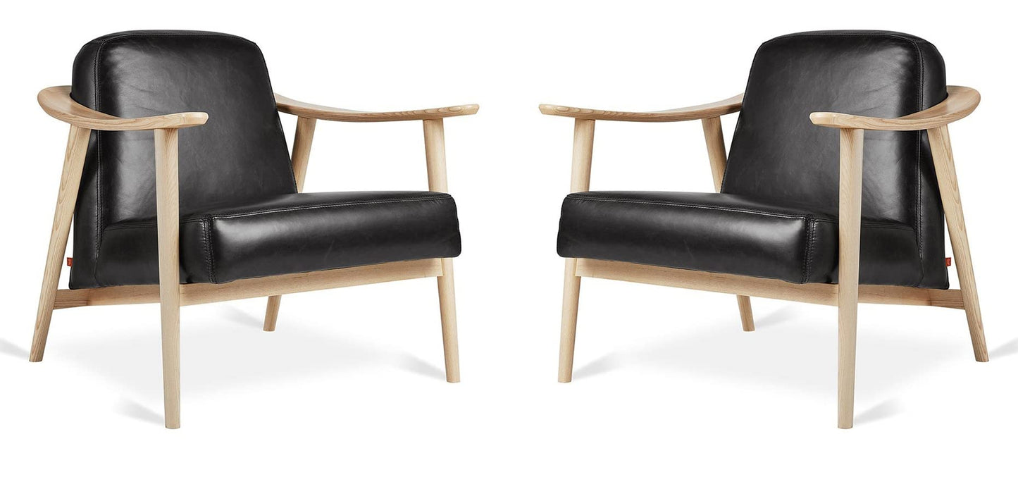 LSFH Unique Design Balticz Accent Chair Armchair with Solid Sagwan Wooden Frame Single Sofa Chair for Small Apartments, Living Room or Bedroom (Natural Finish, Black Set of 2 Chairs)