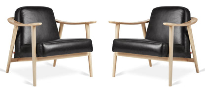 LSFH Unique Design Balticz Accent Chair Armchair with Solid Sagwan Wooden Frame Single Sofa Chair for Small Apartments, Living Room or Bedroom (Natural Finish, Black Set of 2 Chairs)