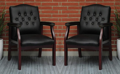 LSFH Unique Design True Innovations Ivy Button Tufted Accent Chair Armchair with Solid sagwan Wooden Frame Single Sofa Chair for Small Apartments, Living Room or Bedroom (Set of 2 Chair, Black)