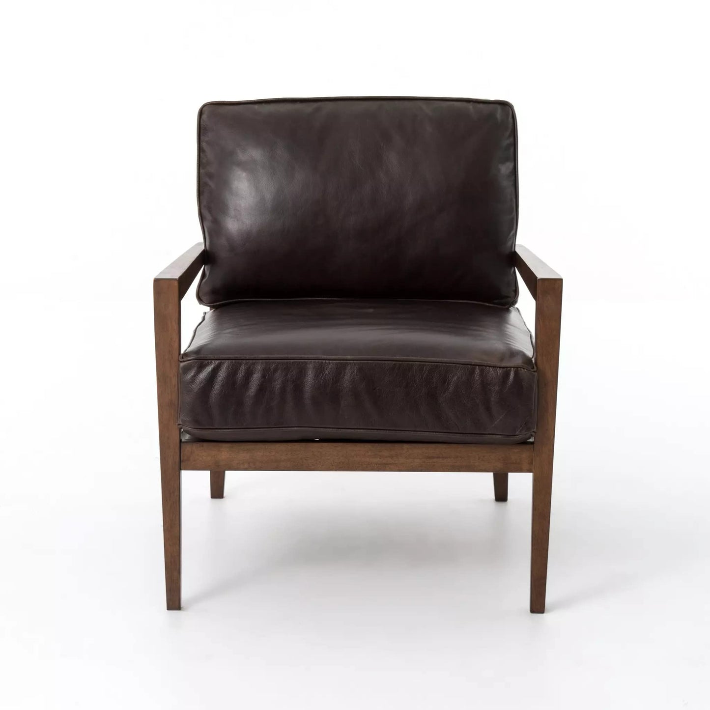 LSFH Unique Design True Innovations Laurent Leatherette Accent Chair Armchair with Solid Sagwan Wooden Frame Single Sofa Chair for Small Apartments, Living Room (Set of 2 Chairs, Dark Brown)