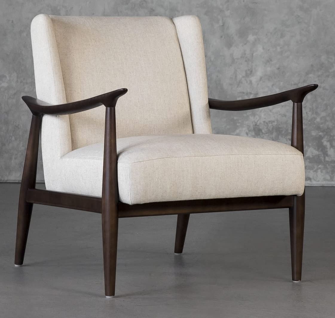 LSFH Unique Design True Innovations Clifton Accent Chair Armchair with Solid Sagwan Wooden Frame Single Sofa Chair for Small Apartments, Living Room or Bedroom (Set of 2 Chairs, Off-White)