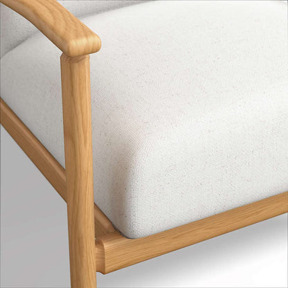 LSFH Unique Design True Innovations Ojai Fabric Accent Chair Armchair with Solid Sagwan Wooden Frame Single Sofa Chair for Small Apartments, Living Room or Bedroom (Set of 2 Chairs, Off White)