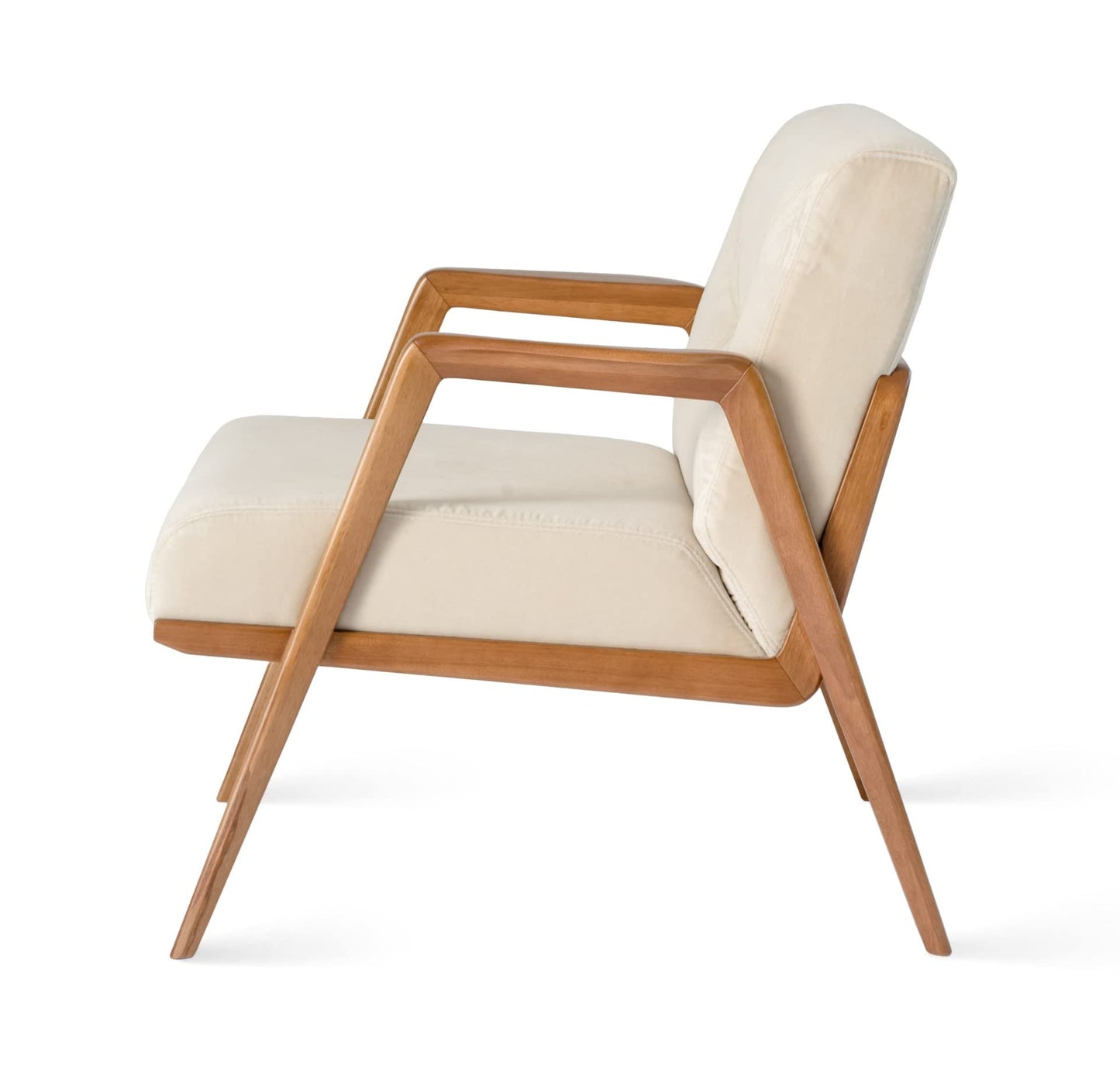 LSFH Unique Design True Innovations Maluz Accent Chair Armchair with Solid Sagwan Wooden Frame Single Sofa Chair for Small Apartments, Living Room or Bedroom (1 Chair, Off-White)