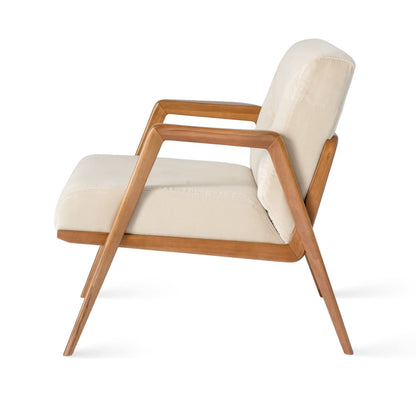LSFH Unique Design True Innovations Maluz Accent Chair Armchair with Solid Sagwan Wooden Frame Single Sofa Chair for Small Apartments, Living Room or Bedroom (Set of 2 Chairs, Off-White)
