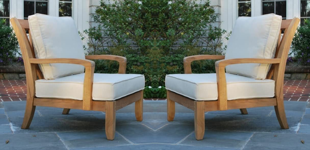LSFH Unique Design Somerst Lounge Chair, Accent Chair Armchair with Solid Sagwan Wooden Frame Single Sofa Chair for Small Apartments, Living Room or Bedroom (Set of 2 Chairs, Beige)