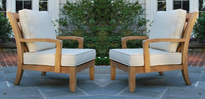 LSFH Unique Design Somerst Lounge Chair, Accent Chair Armchair with Solid Sagwan Wooden Frame Single Sofa Chair for Small Apartments, Living Room or Bedroom (Set of 2 Chairs, Beige)