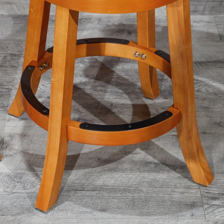 LSFH Unique Design True Innovations Wood Stack Stool Round Shape for Small Apartments, Living Room or Bedroom (Set of 2 Barstools, Brown)